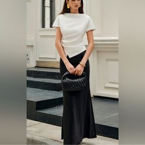 NWT COMMENSE Elegant Black Maxi Skirt